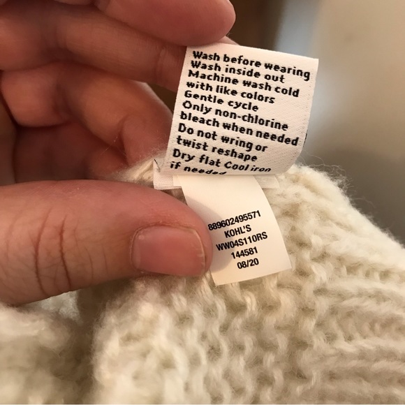 Nine West Cardigan Sweater White Cream Cable Knit Open Front Pockets Medium - Picture 11 of 13